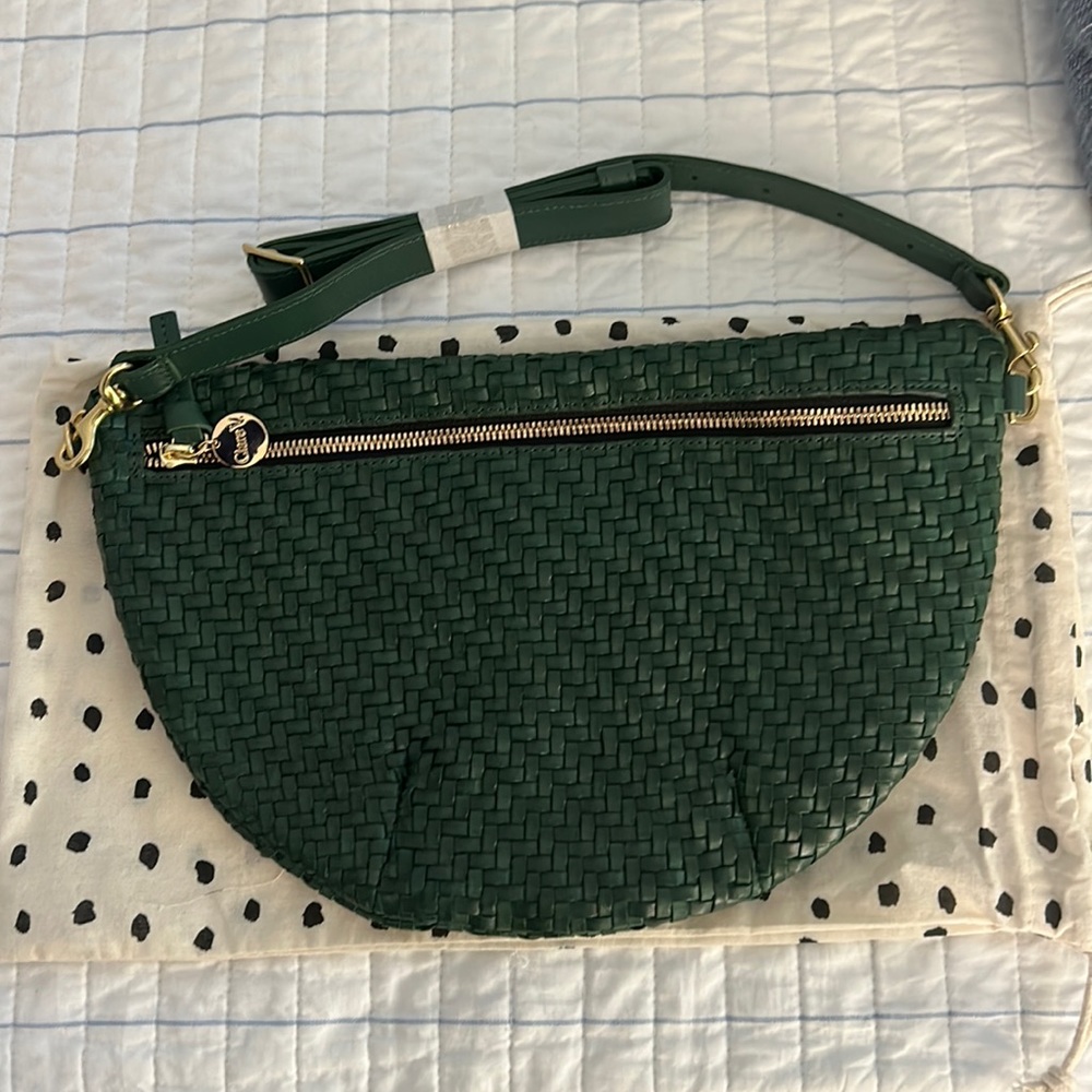NWT Clare V Grande Fanny Evergreen woven